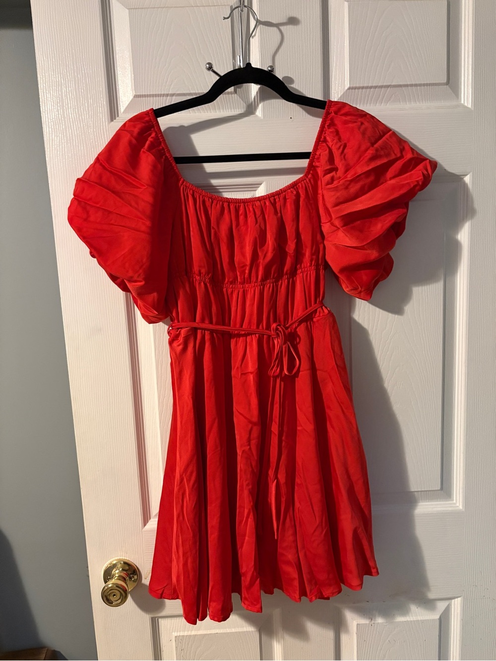 Francesca's Collections Bright Red Puff-Sleeve Mini Dress